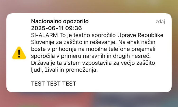 Zadnjo soboto v septembru testiranje novega sistema alarmiranja SI-Alarm