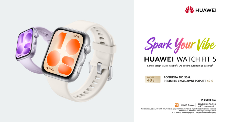 Huawei predstavil novo generacijo pametnih ur Watch Fit 5